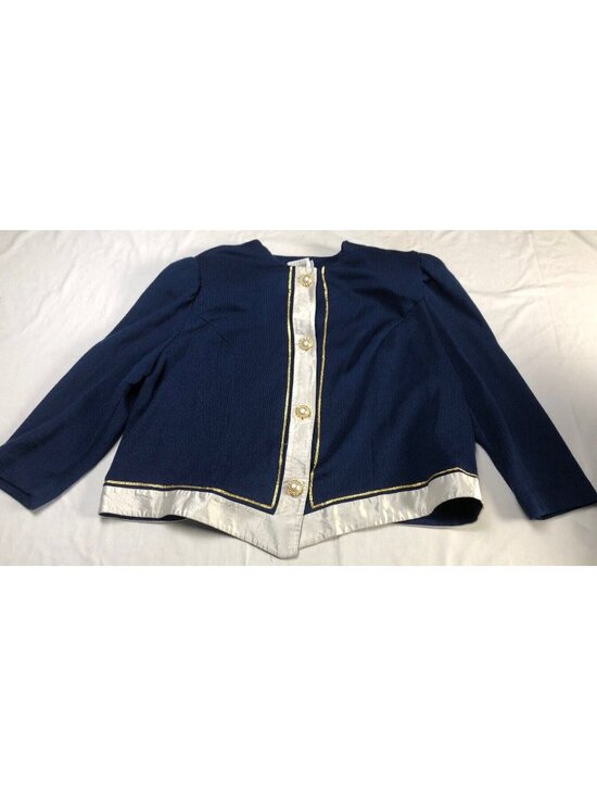 Leslie Fay Tops - Vintage Leslie Fay Button Front Blouse Woman Shoulder Padded Blue Gold Size 24WP